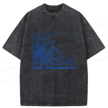 Tokyo-Tiger Rage Consumes Frog Washed T-Shirt