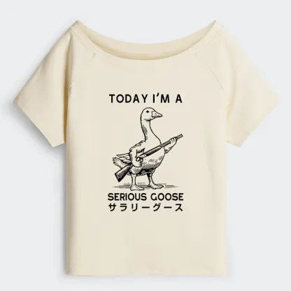 Tokyo-Tiger Serious Stupid Goose Off Shoulder T-Shirt