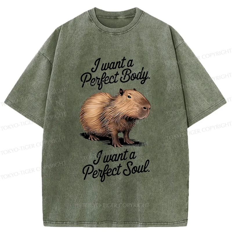 Tokyo-Tiger Capybaras Want Perfection Washed T-Shirt