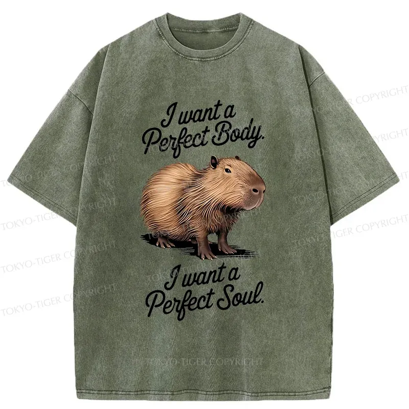 Tokyo-Tiger Capybaras Want Perfection Washed T-Shirt