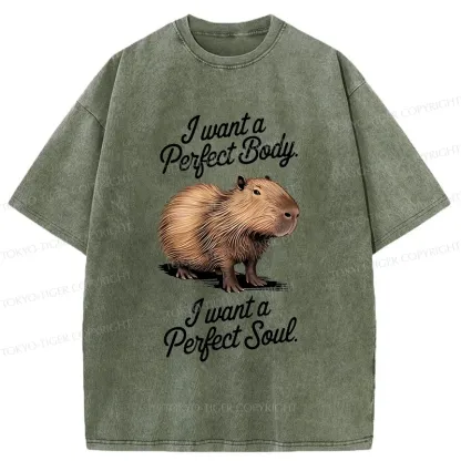 Tokyo-Tiger Capybaras Want Perfection Washed T-Shirt