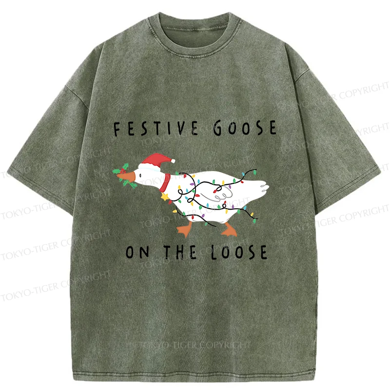 Tokyo-Tiger Stupid Goose Christmas Washed T-Shirt
