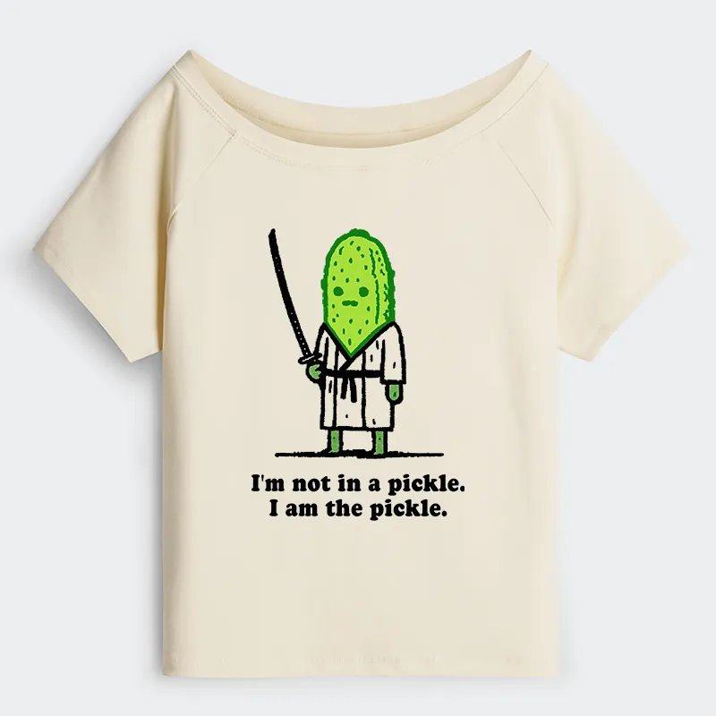 Tokyo-Tiger Funny Cucumber Samurai Off Shoulder T-Shirt