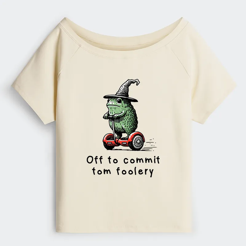 Tokyo-Tiger Frog Riding A Balance Scooter Off Shoulder T-Shirt
