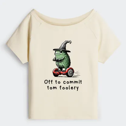 Tokyo-Tiger Frog Riding A Balance Scooter Off Shoulder T-Shirt