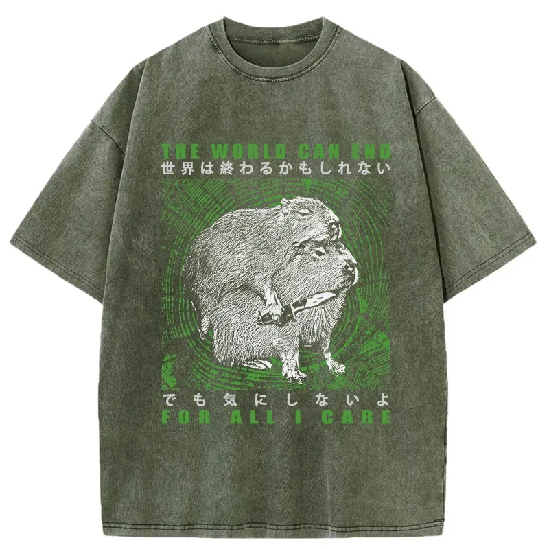 Tokyo-Tiger World Can End For All I Care Washed T-Shirt