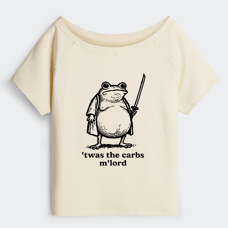 Tokyo-Tiger Funny Fat Samurai Frog Off Shoulder T-Shirt