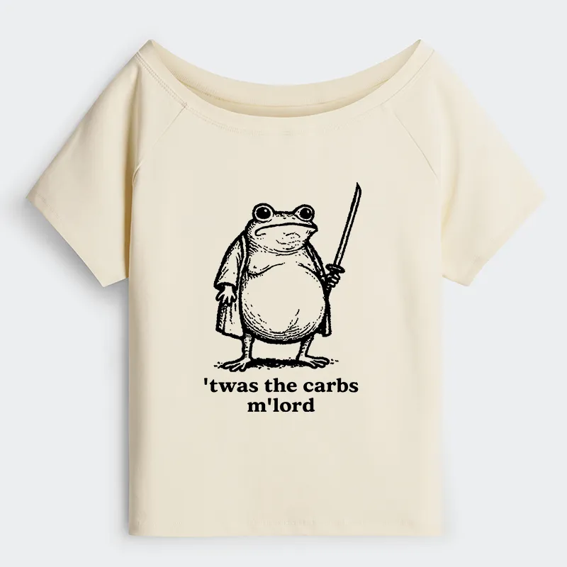 Tokyo-Tiger Funny Fat Samurai Frog Off Shoulder T-Shirt
