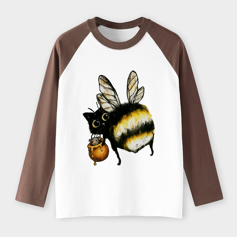 Tokyo-Tiger Cute Catbee Butt Raglan Long Sleeve T-shirt