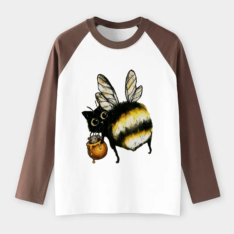 Tokyo-Tiger Cute Catbee Butt Raglan Long Sleeve T-shirt
