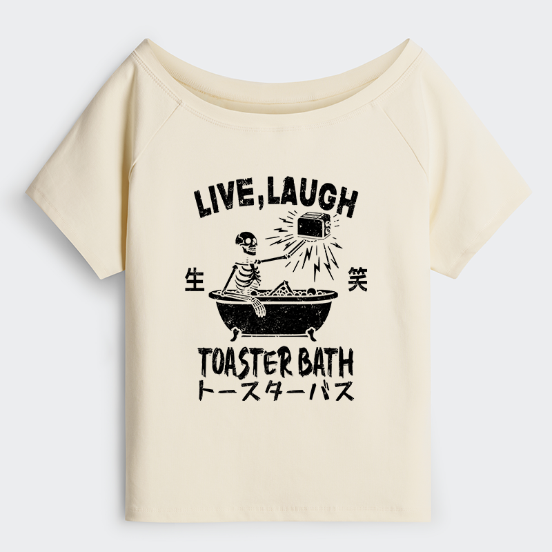 Tokyo-Tiger Funny Electric Shock Skeleton Off Shoulder T-Shirt