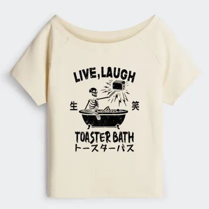 Tokyo-Tiger Funny Electric Shock Skeleton Off Shoulder T-Shirt