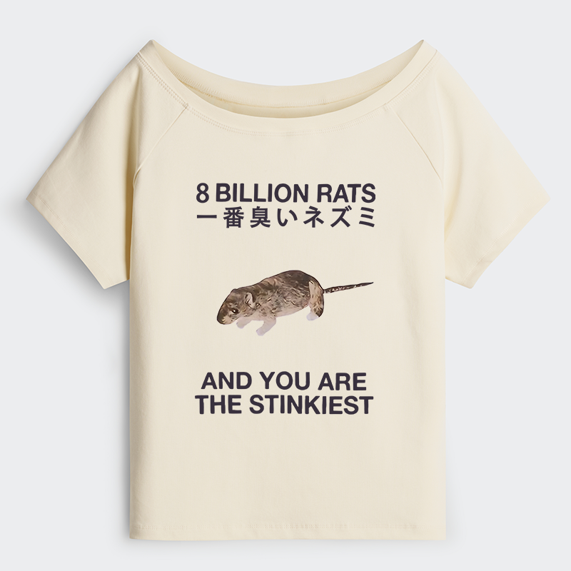 Tokyo-Tiger World's Stinkiest Rat Off Shoulder T-Shirt