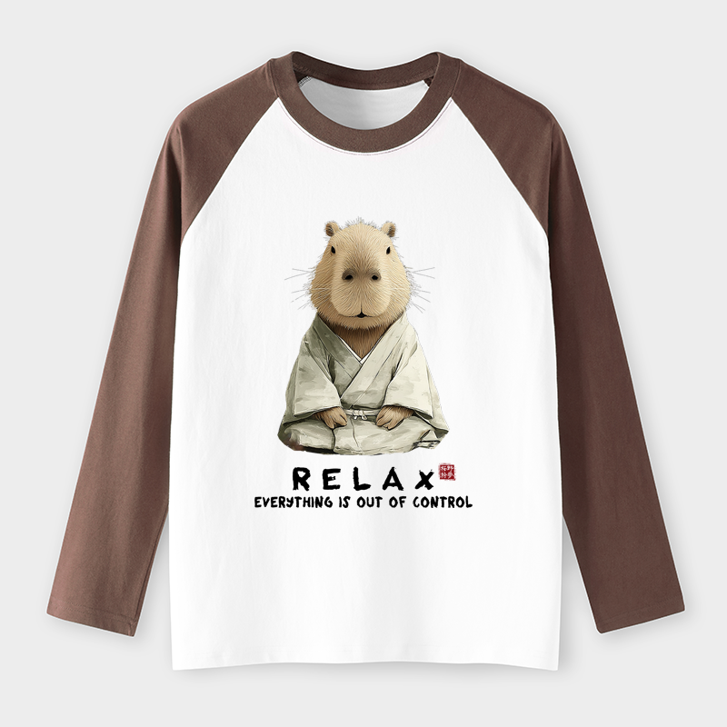 Tokyo-Tiger Zen Capybara：Relax, It's All Chaos Raglan Long Sleeve T-shirt