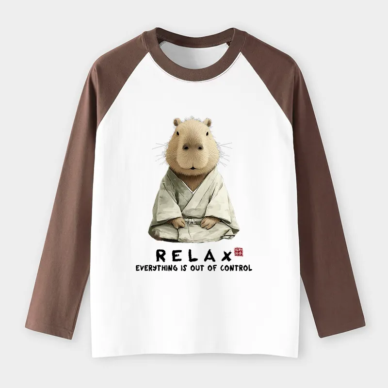Tokyo-Tiger Zen Capybara：Relax, It's All Chaos Raglan Long Sleeve T-shirt