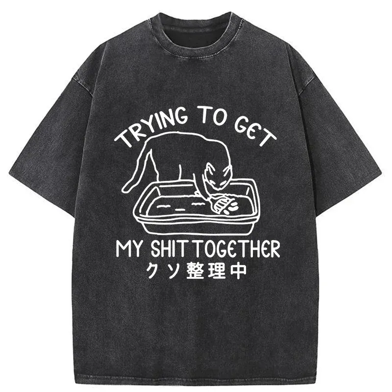 Tokyo-Tiger Cat Cleaning The Toilet Washed T-Shirt