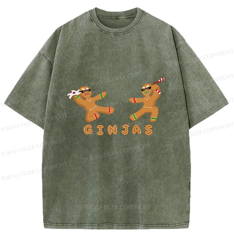 Tokyo-Tiger Gingerbread Ninja Washed T-Shirt