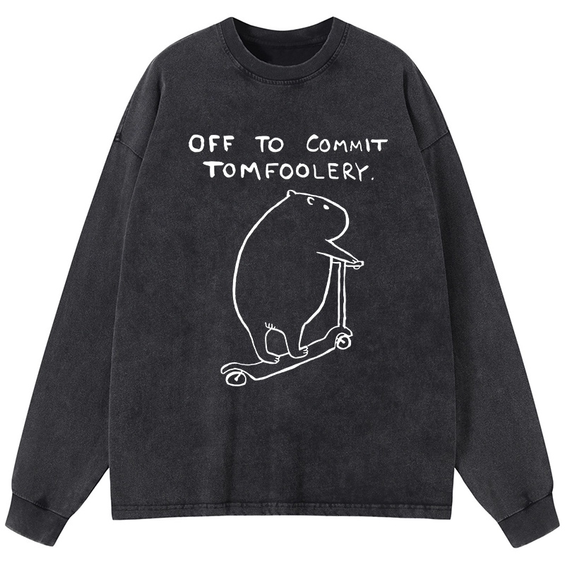 Tokyo-Tiger Capybara Is Ready To Do Something Bad Washed Long Sleeve T-Shirt