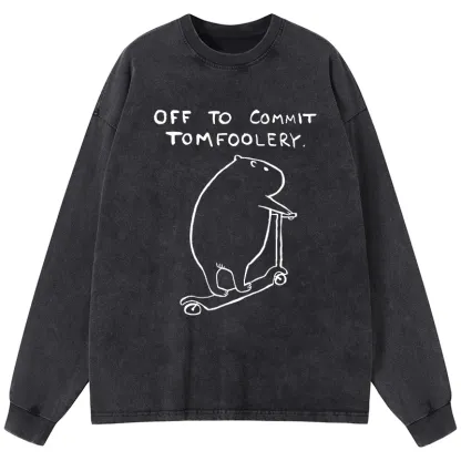 Tokyo-Tiger Capybara Is Ready To Do Something Bad Washed Long Sleeve T-Shirt