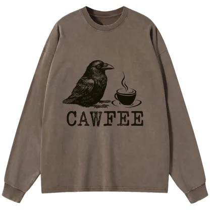 Tokyo-Tiger Cawfee Funny Japan Meme Washed Long Sleeve T-Shirt