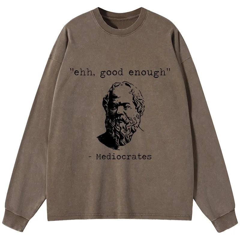Tokyo-Tiger Mediocrates Meme Washed Long Sleeve T-Shirt