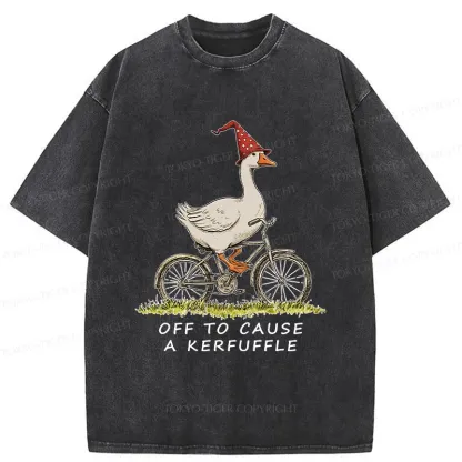 Tokyo-Tiger Stupid Goose Riding A Bicycle Washed T-Shirt