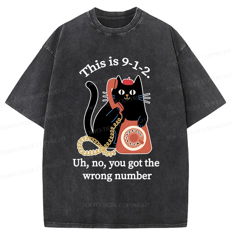 Tokyo-Tiger Cat Makes A Phone Call Washed T-Shirt