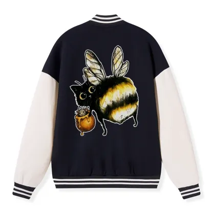 Tokyo-Tiger Cute Catbee Butt Varsity Jacket