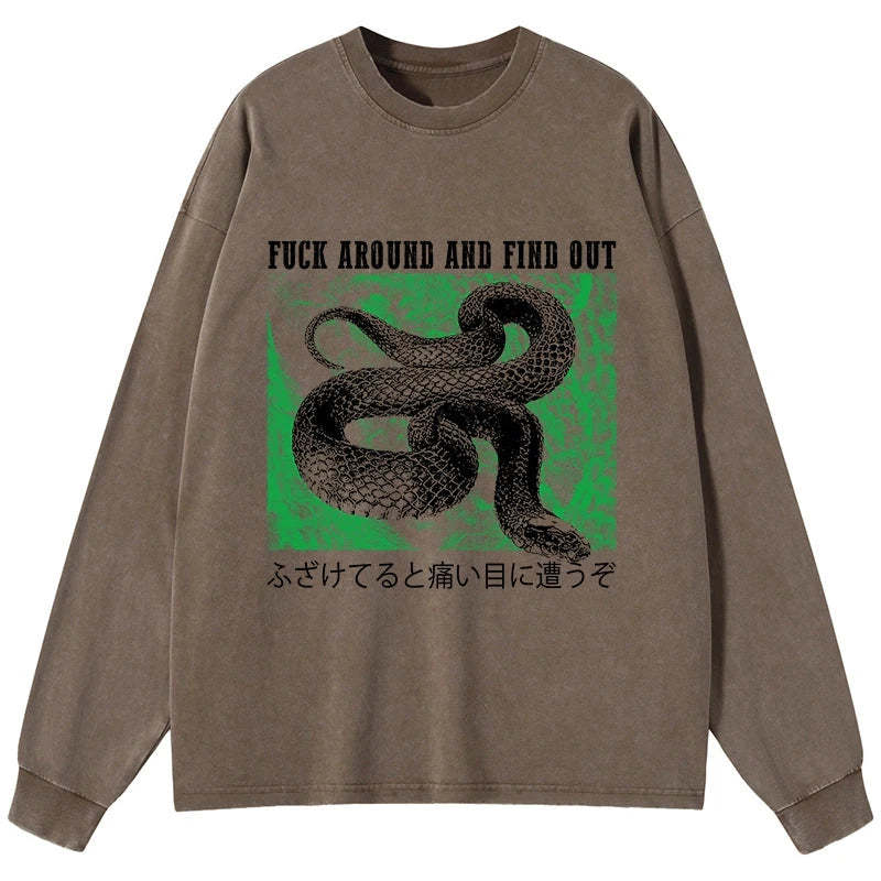 Tokyo-Tiger Cold And Heartless Snake Washed Long Sleeve T-Shirt
