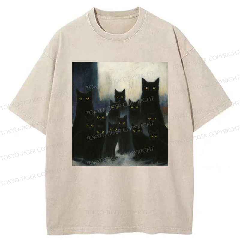 Tokyo-Tiger The Black Cat Watch Washed T-Shirt