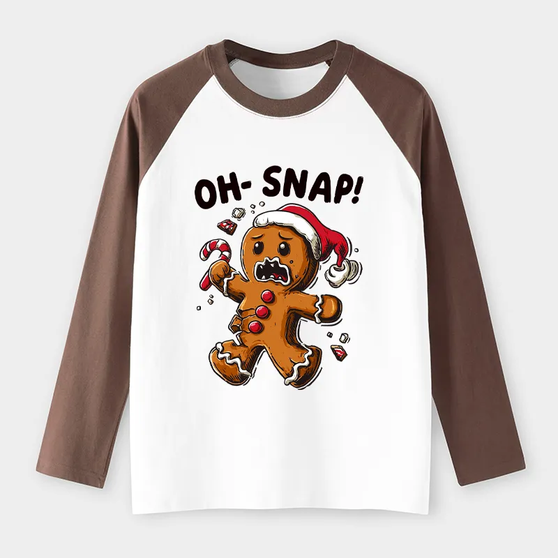 Tokyo-Tiger Oh Snap The Gingerbread Man's Christmas Chaos Raglan Long Sleeve T-shirt