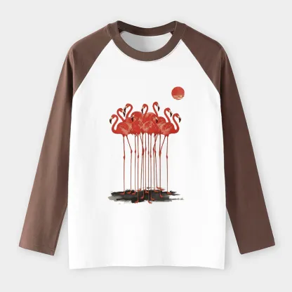 Tokyo-Tiger Flamingos at Dusk Raglan Long Sleeve T-shirt