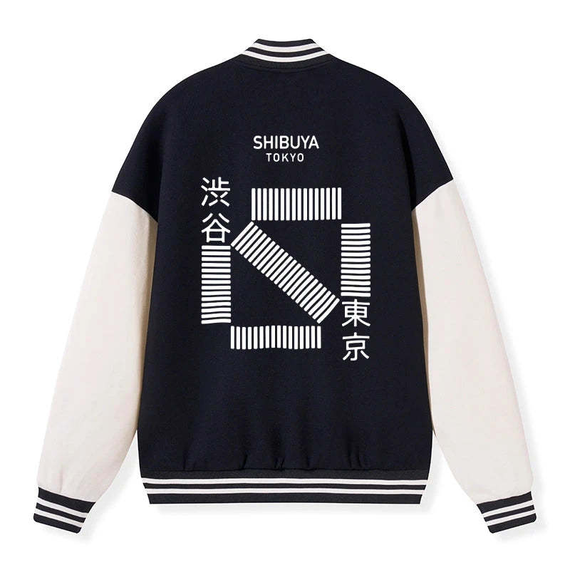 Tokyo-Tiger Japanese Shibuya Crossing Embroidery Varsity Jacket Sale