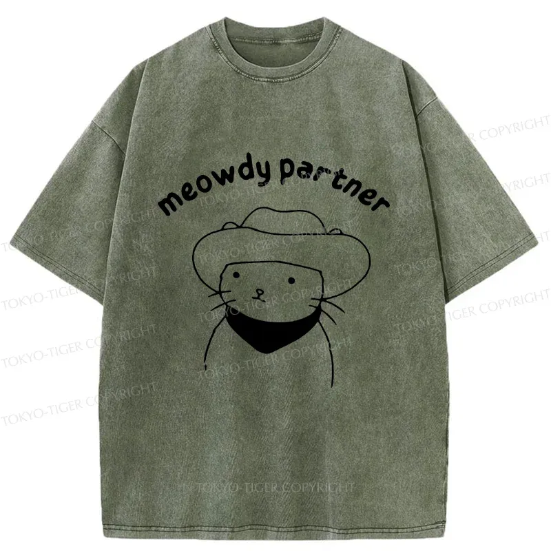 Tokyo-Tiger Cat Companion Washed T-Shirt