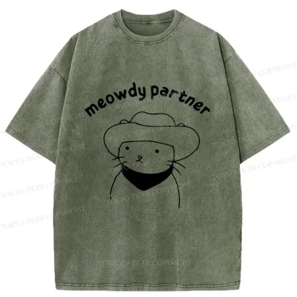 Tokyo-Tiger Cat Companion Washed T-Shirt