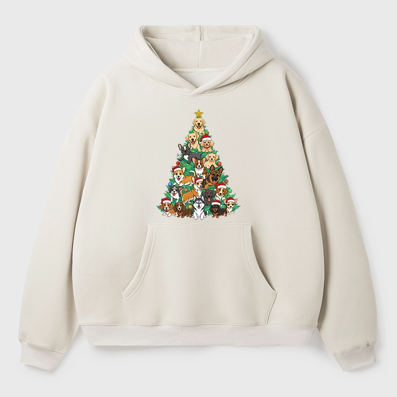 Tokyo-Tiger Christmas Tree Dog Funny Aldult Fleece Hoodie