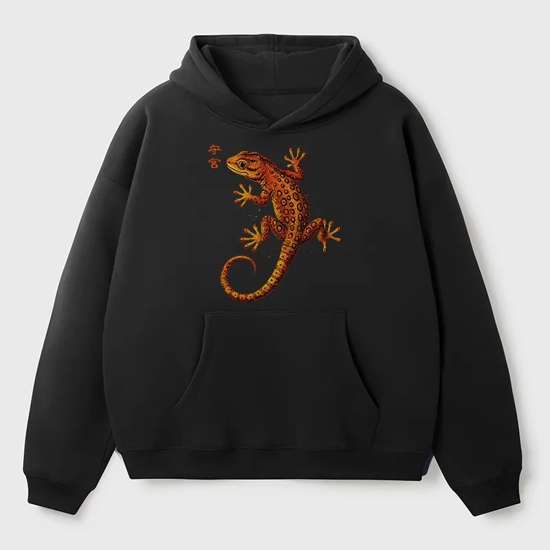 Tokyo-Tiger Retro Gecko Funny Aldult Fleece Hoodie