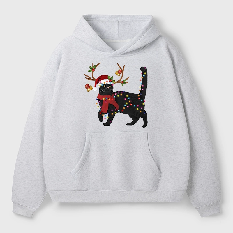 Tokyo-Tiger Christmas Black Cat Aldult Fleece Hoodie