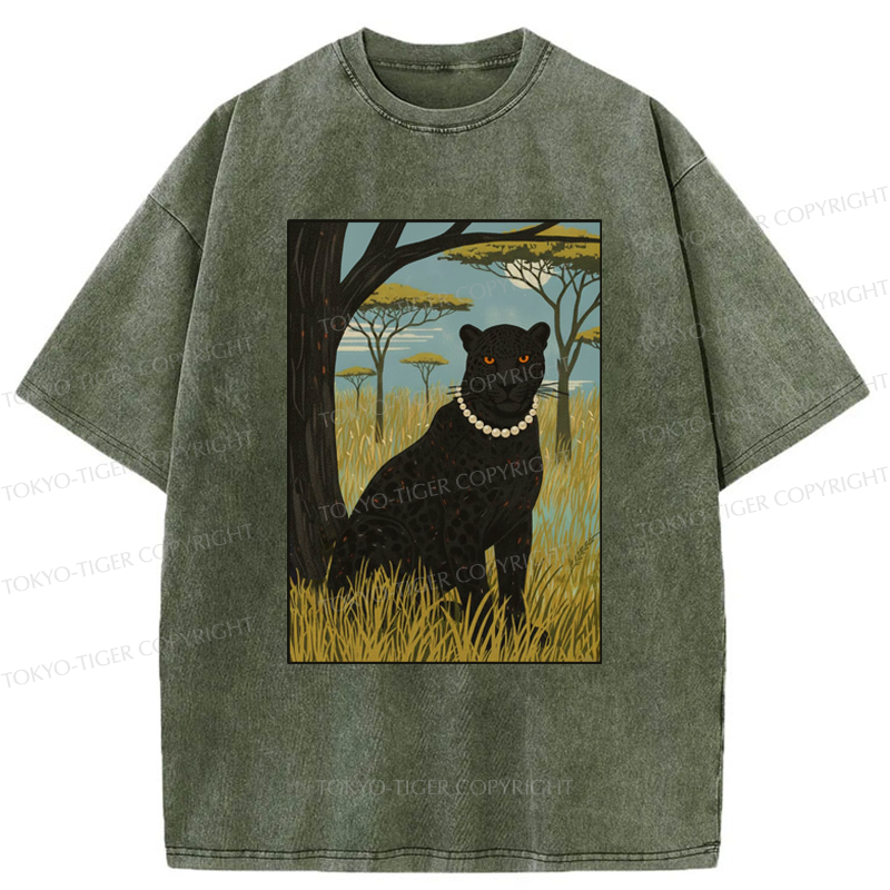 Tokyo-Tiger The Pearl Leopard Of The Savanna Washed T-Shirt