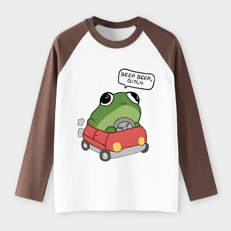 Tokyo-Tiger Frog Driving Raglan Long Sleeve T-shirt