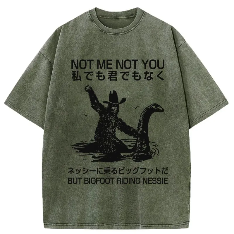 Tokyo-Tiger Bigfoot Riding Nessie Washed T-Shirt