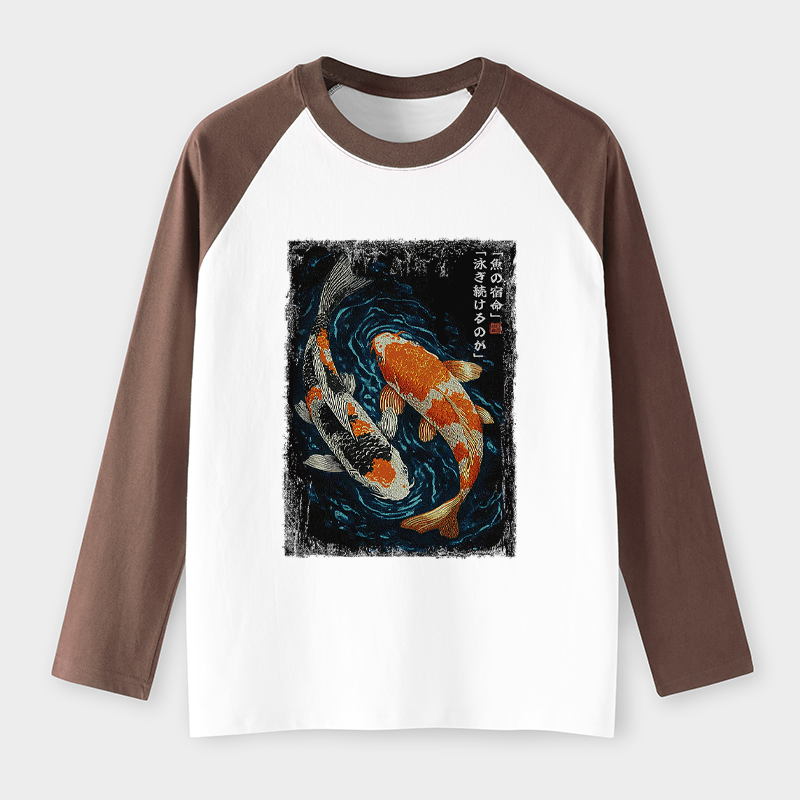 Tokyo-Tiger Eternal Currents: The Life Of A Fish Raglan Long Sleeve T-shirt