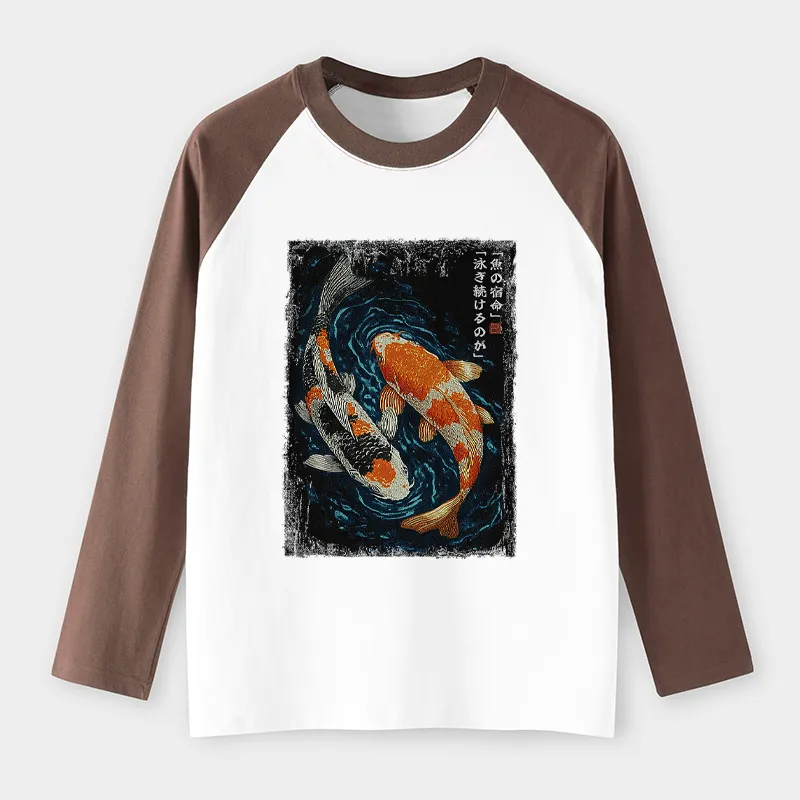 Tokyo-Tiger Eternal Currents: The Life Of A Fish Raglan Long Sleeve T-shirt