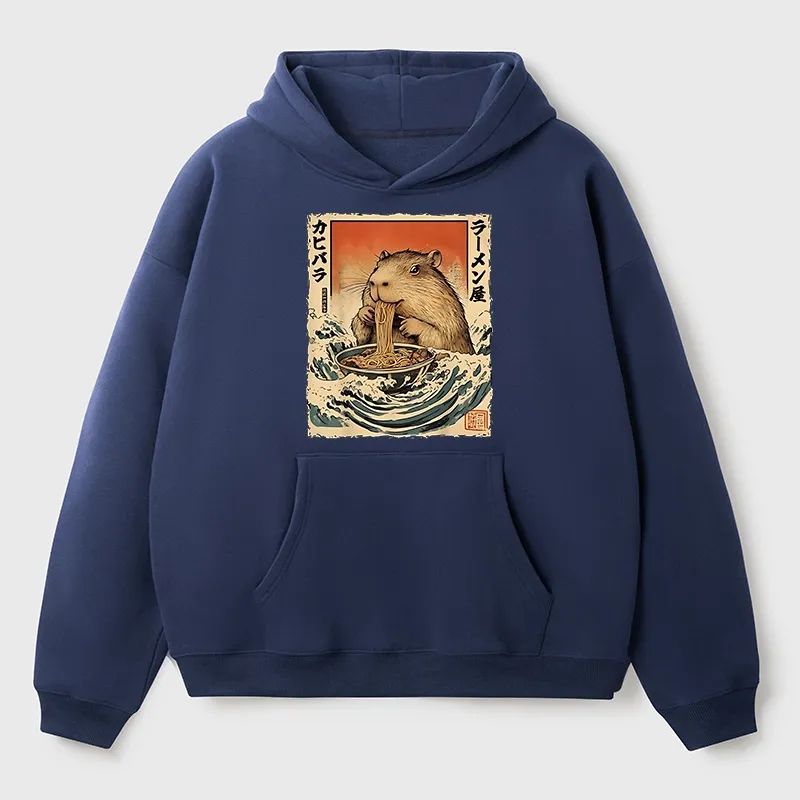 Tokyo-Tiger Hamster Eating Ramen Aldult Fleece Hoodie