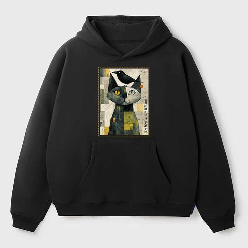 Tokyo-Tiger The Cat And The Crow Are Planning To Rule The World Aldult Fleece Hoodie