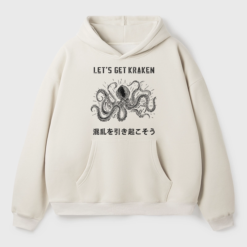 Tokyo-Tiger Funny Octopus：Let’s Get Kraken Aldult Fleece Hoodie