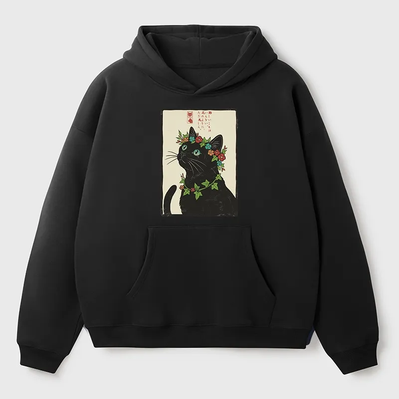 Tokyo-Tiger The Flower-Crowned Cat Aldult Fleece Hoodie