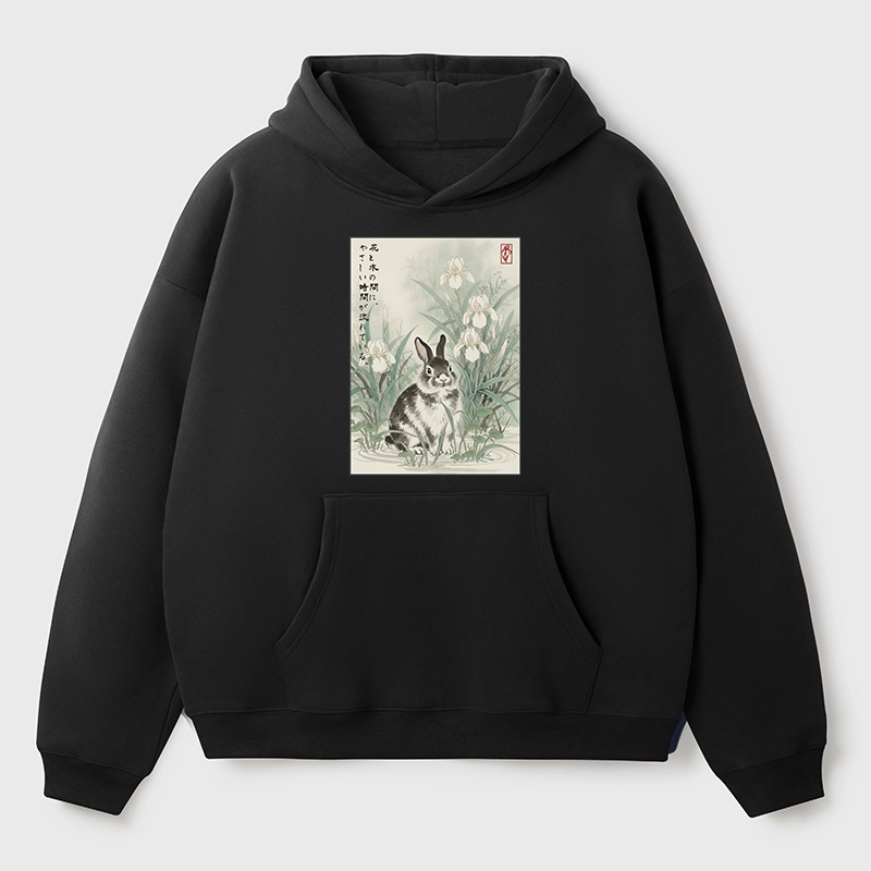 Tokyo-Tiger Little Rabbit Beneath the Blooming Irises Aldult Fleece Hoodie