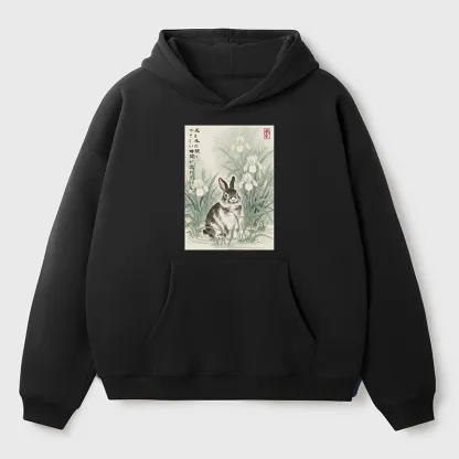 Tokyo-Tiger Little Rabbit Beneath the Blooming Irises Aldult Fleece Hoodie
