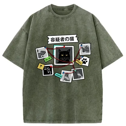 Tokyo-Tiger Suspect Cat Washed T-Shirt